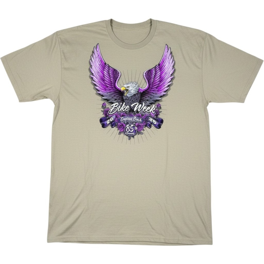 Bike Week 85th Annual Daytona Beach 2026 Eagle Graphic T-Shirt Men XL Khaki Tan